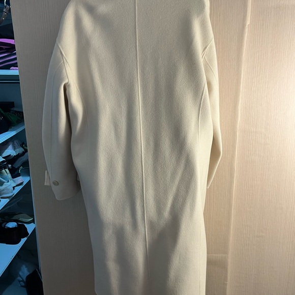 Theory Cream Easy One Button Long Wool Cashmere Coat - Picture 2 of 9
